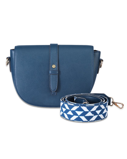 Indigo Embroidered Handle Sling Bag