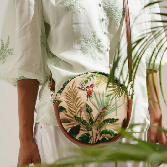 Tropical Hummingbird Round Sling Bag