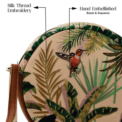 Tropical Hummingbird Round Sling Bag