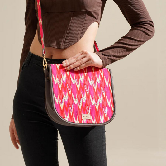 Pink Ikat Flap Sling Bag