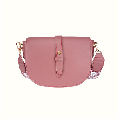 Rose Pink Embroidered Handle Sling Bag