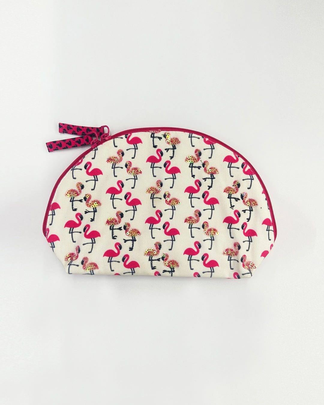 Flamingo Blush Halfmoon Cosmetic Bag