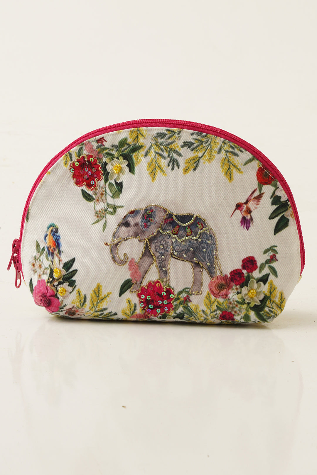 Tropical Elephant Halfmoon Cosmetic Bag