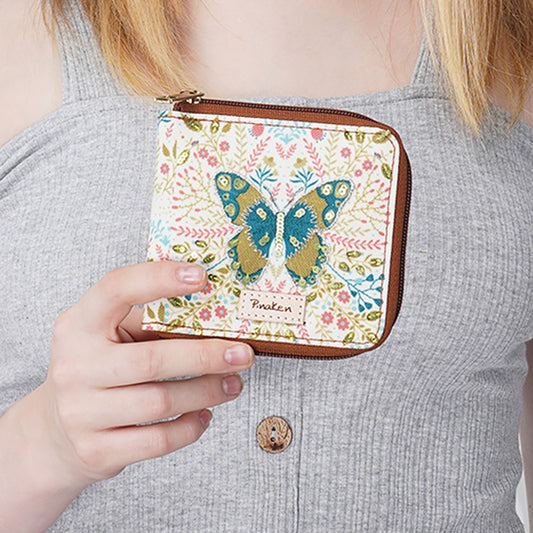 Magical Butterfly Side Zip Canvas Wallet