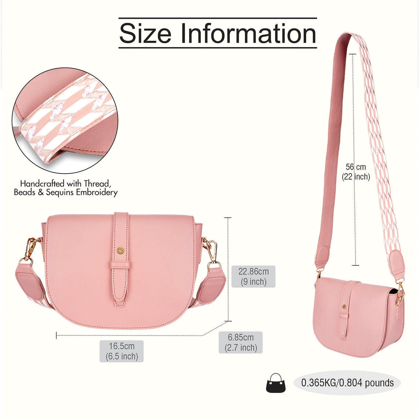 Blush Embroidered Handle Sling Bag