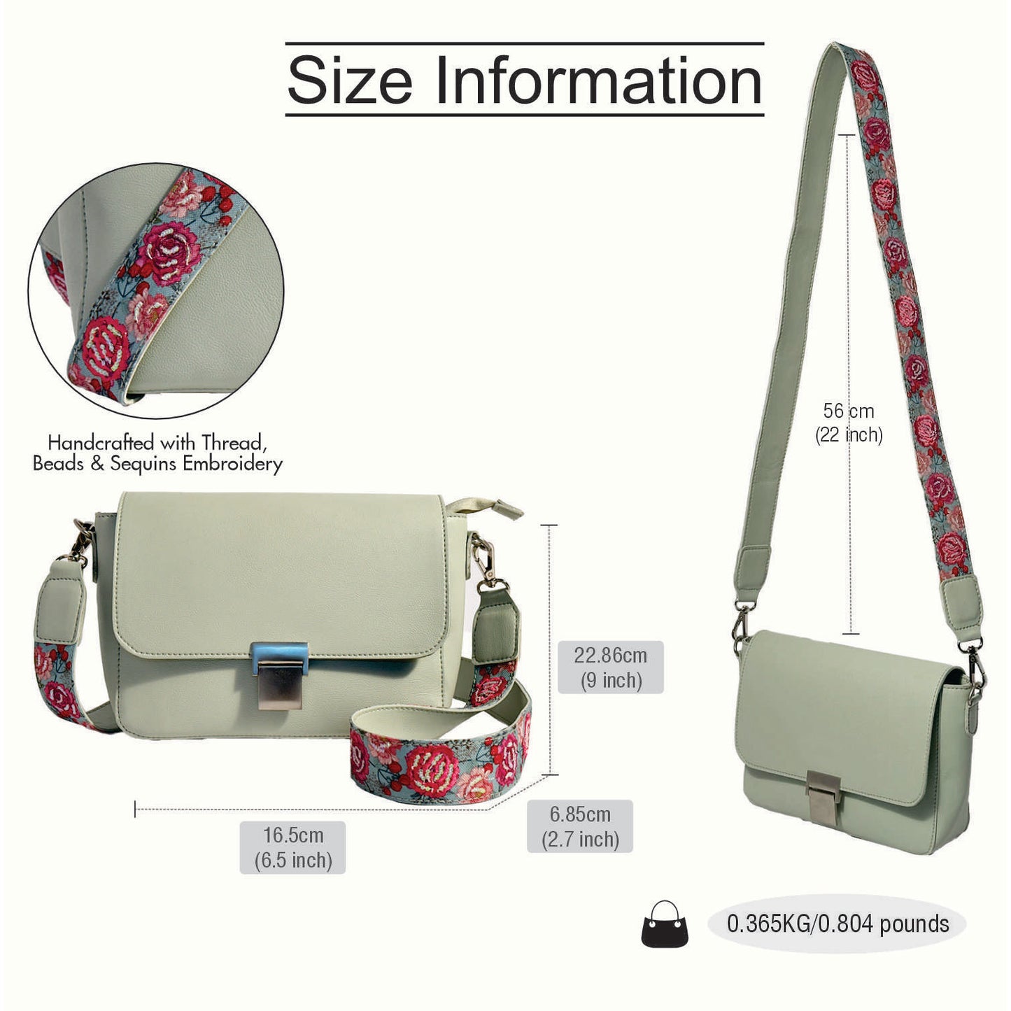 Embroidered Handle Sling Bag