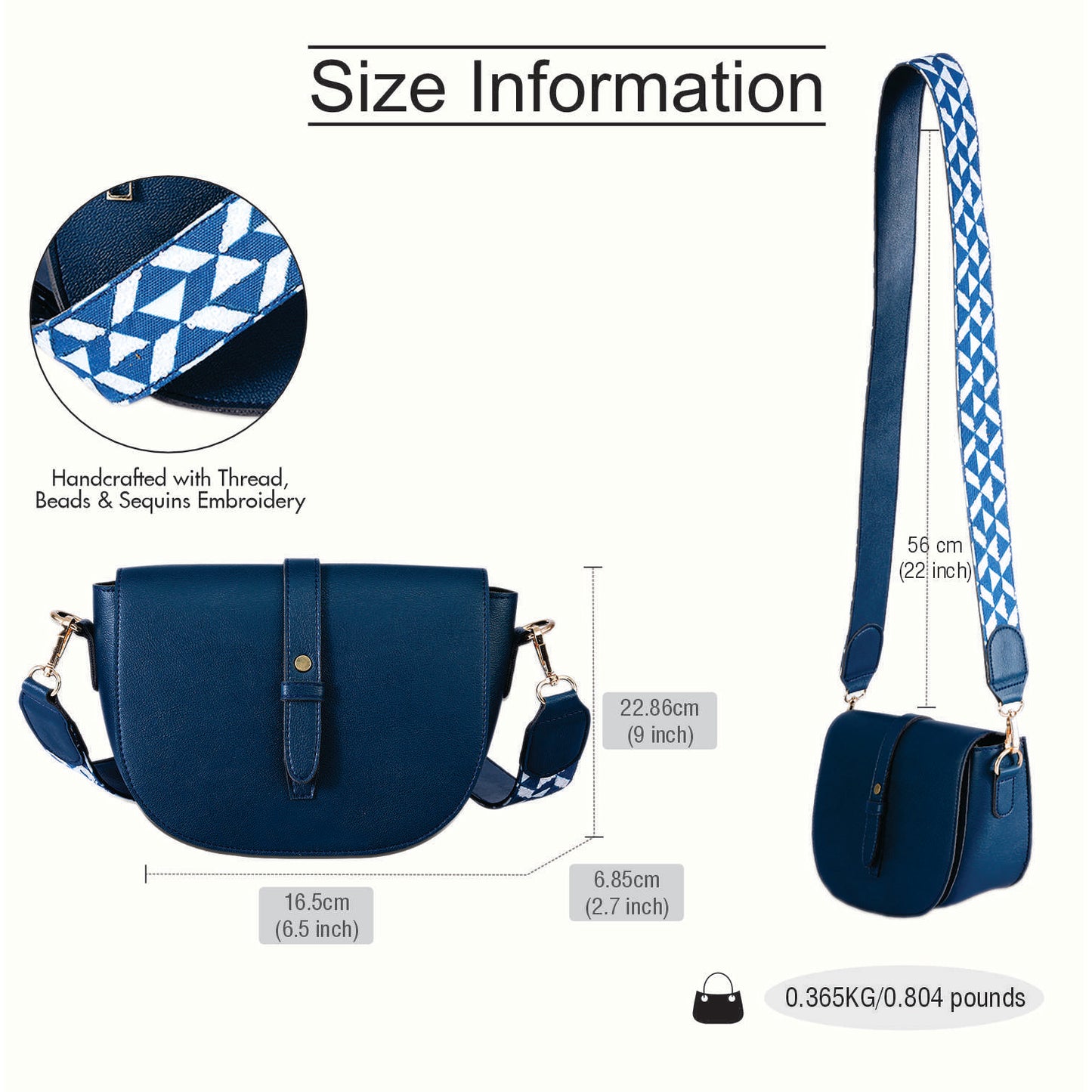 Indigo Embroidered Handle Sling Bag