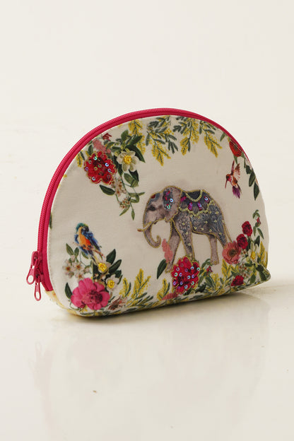 Tropical Elephant Halfmoon Cosmetic Bag