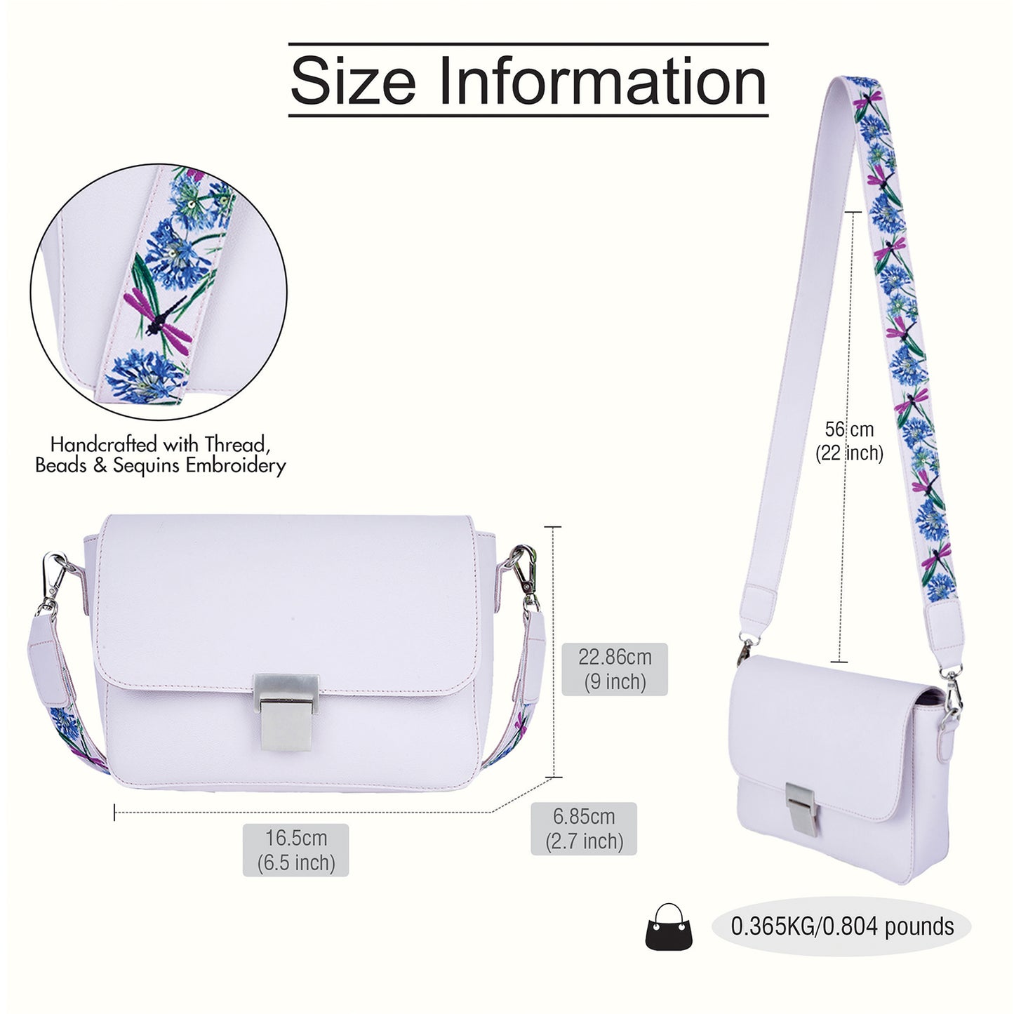 PERAA Sling Bag With Handcrafted Embroidered Handle