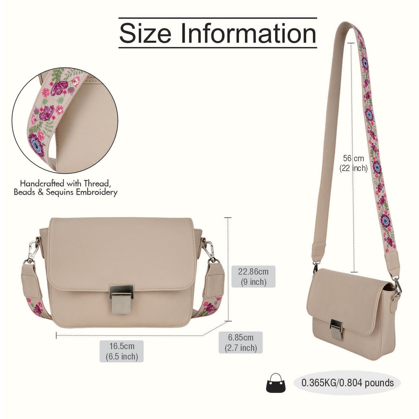 Embroidered Handle Sling Bag