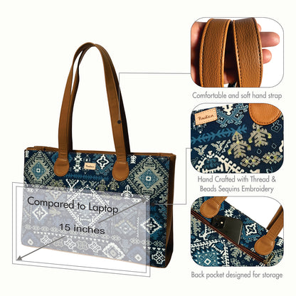 Modern Mosaic Office Tote With Embroidery