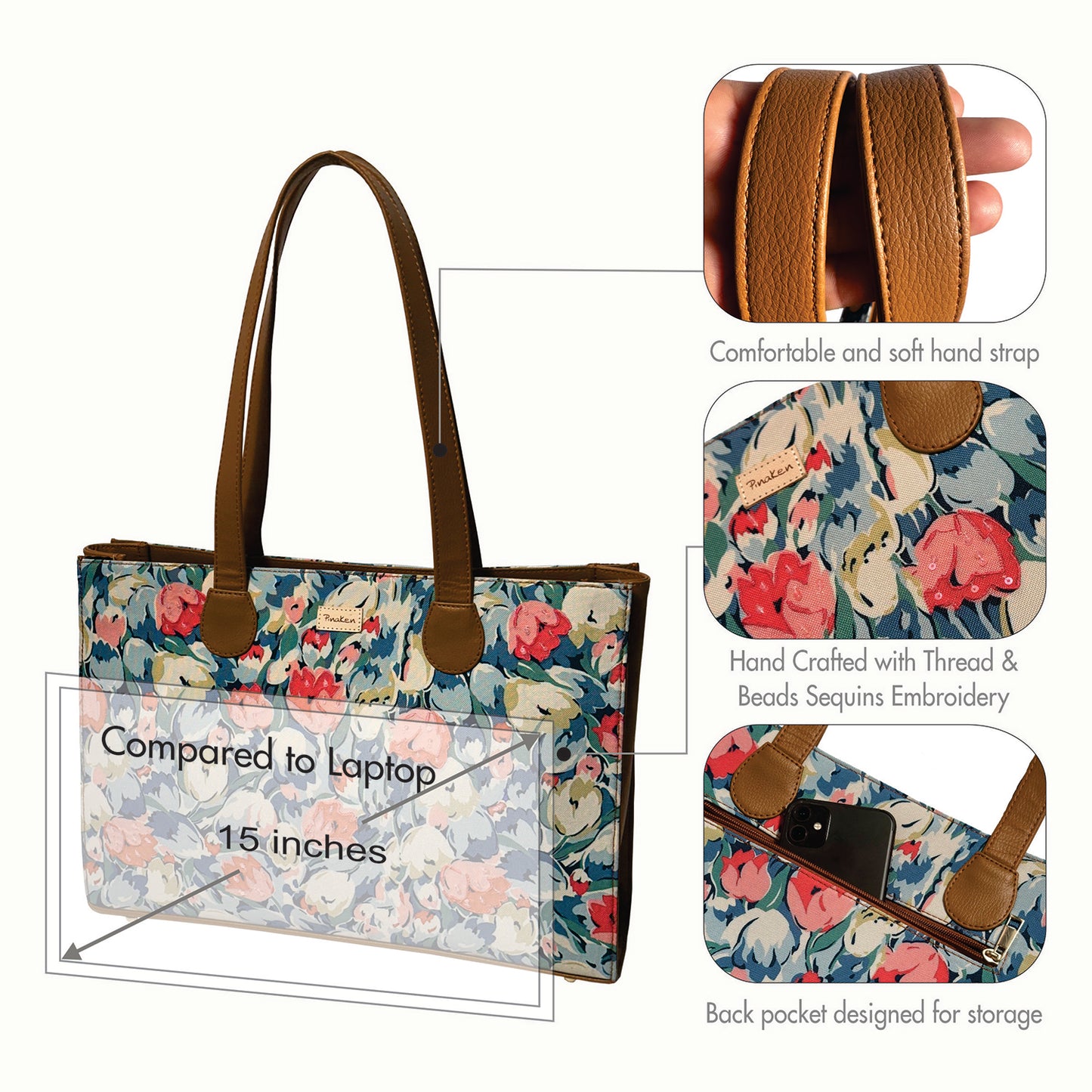 Tulip Harmony Office Tote Bag With Embroidery