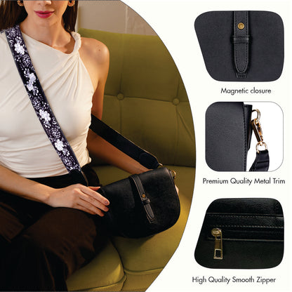 Ebony Embroidered Handle Sling Bag