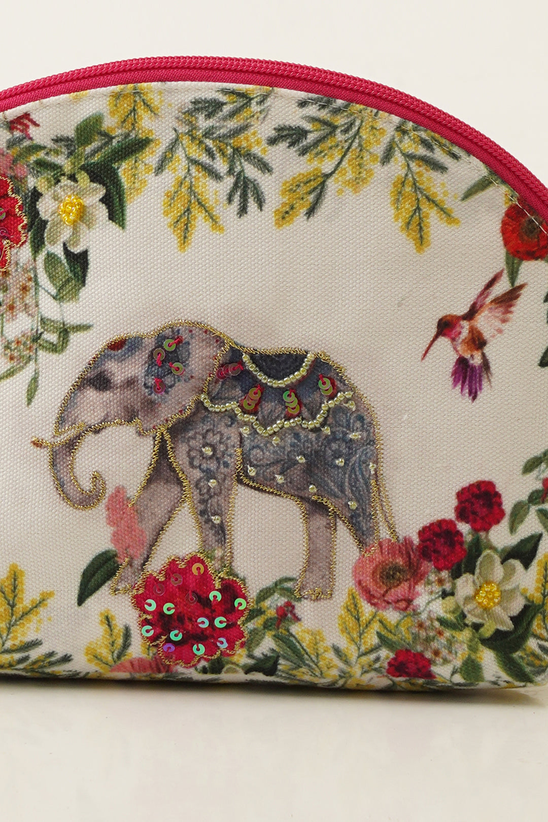 Tropical Elephant Halfmoon Cosmetic Bag