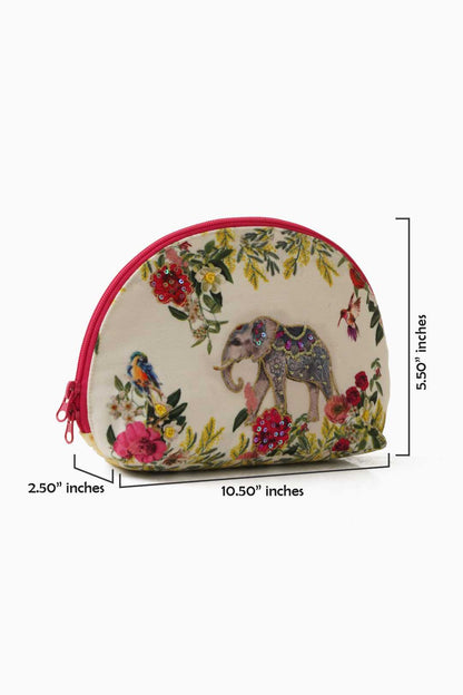 Tropical Elephant Halfmoon Cosmetic Bag