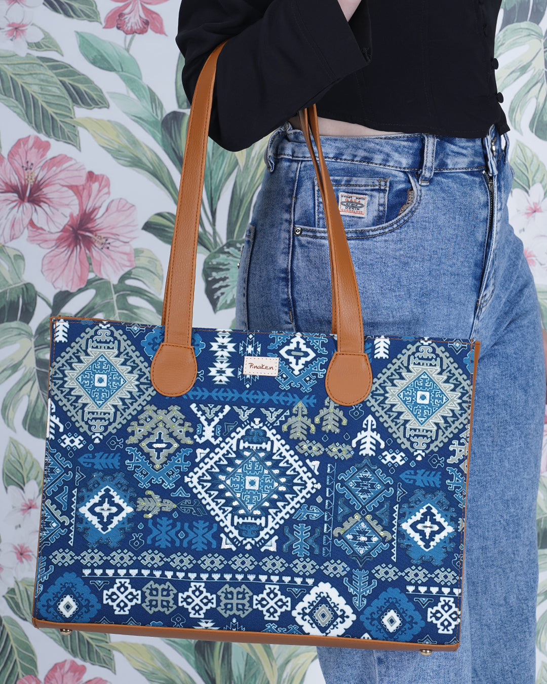 Peraa Office Tote Bag With Handcrafted Embroidery