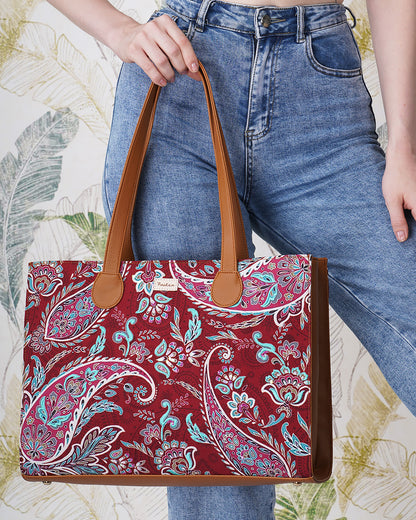 Peraa Office Tote Bag With Handcrafted Embroidery