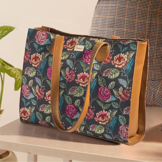 Enchanted Bloom Office Tote With Embroidery