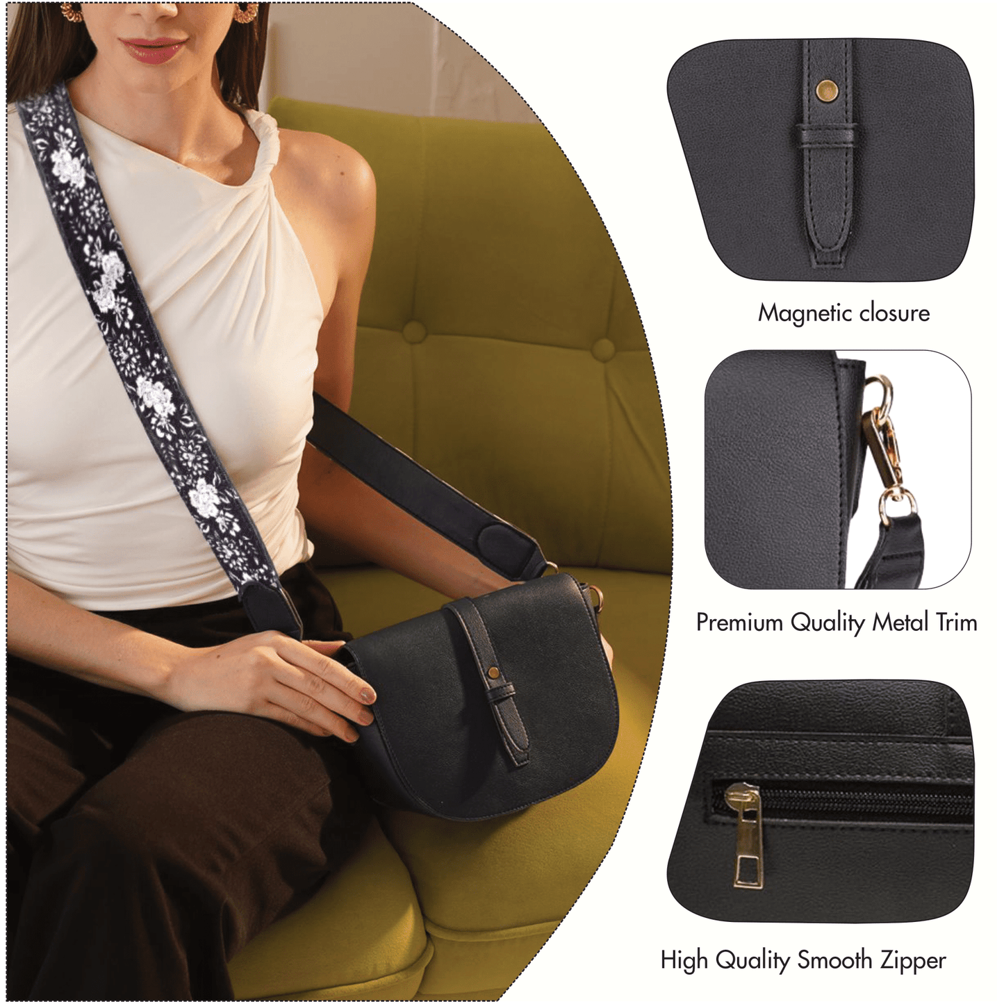 PERAA Embroidered Handle Sling Bag