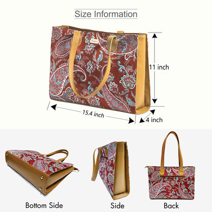 Paisley Panache Office Tote Bag With Embroidery