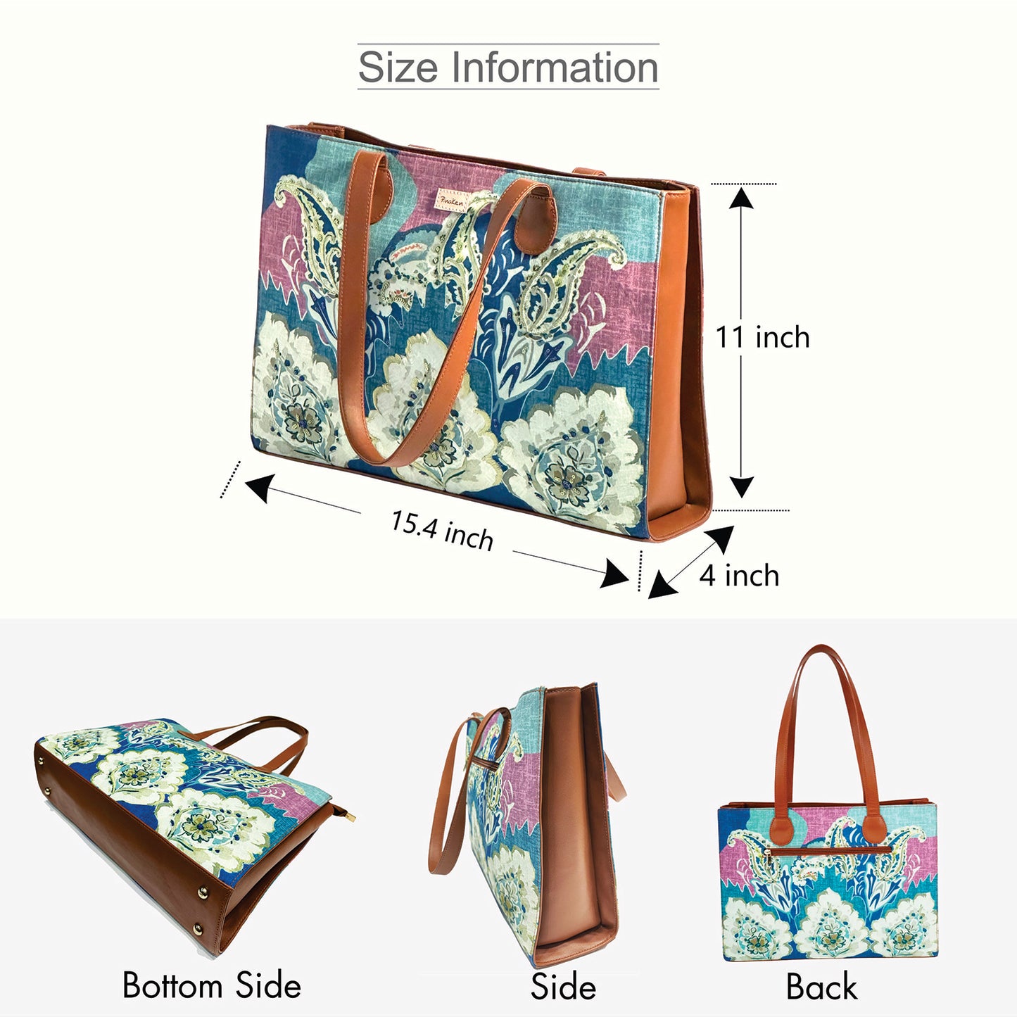 Elegant Paisley Office Tote Bag With Embroidery