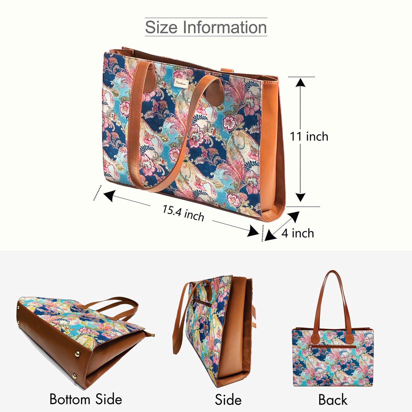 Paisley Bloom Office Tote Bag With Embroidery