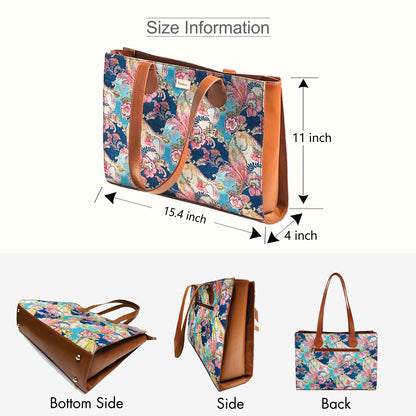 Paisley Bloom Office Tote Bag With Embroidery